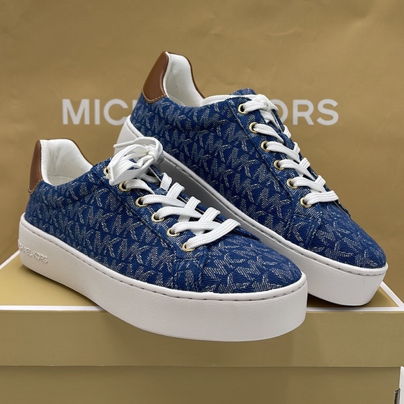 Michael Kors Poppy Lace Up MK Signature Denim JQD SM 49F2POFS1Y sneakers - Picture 5 of 16
